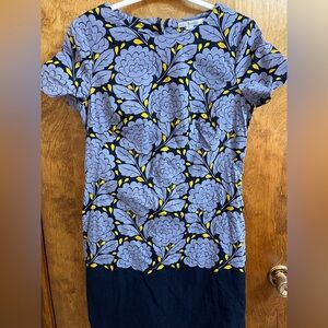 Boden navy and yellow floral sheath dress